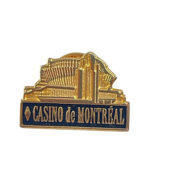 Casino de Montréal Souvenir Lapel Pin Gold Enamel Vintage Canada Badge - Picture 2 of 5